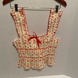 Chic Floral Ruffle Strap Blouse